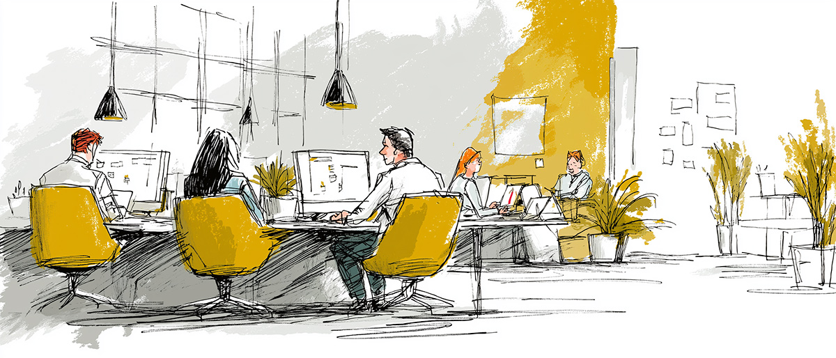 UX and Visual Designers working in a studio